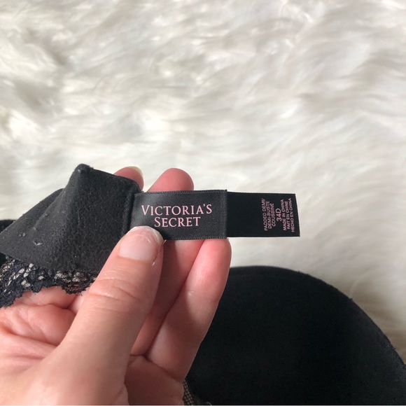 Victoria’s Secret Black Lace Padded Demi Wired Bra 34D - Picture 3 of 8